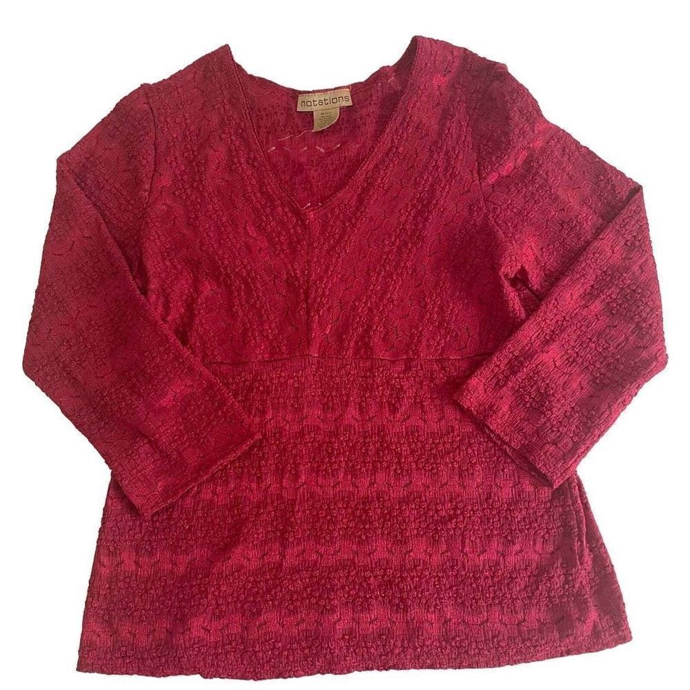 Vintage Notations Red Size‎ XL ( But best for M/L) Made in USA Top